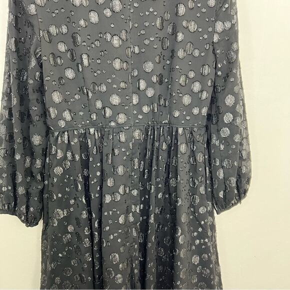 J. Crew Black A-Line Metallic Dot Jacquard Dress Size 4 - Picture 8 of 14